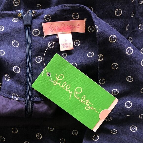 Lilly Pulitzer Charleston Flounce Mini Skirt A Little Unbuttoned Navy Blue 6 NWT - Picture 6 of 8